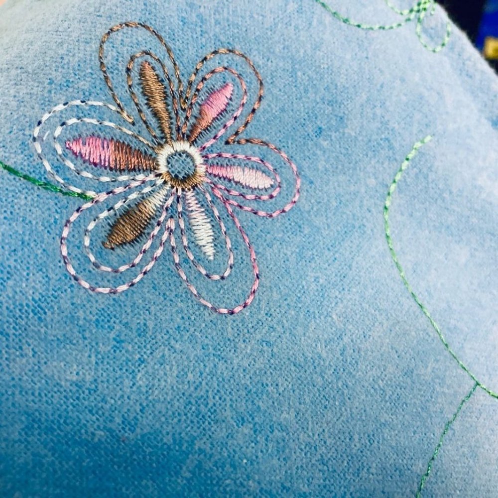 Doll Nightgown Pillow Blue Embroidered Flowers fits American Girl and 18” Dolls - Picture 2 of 5